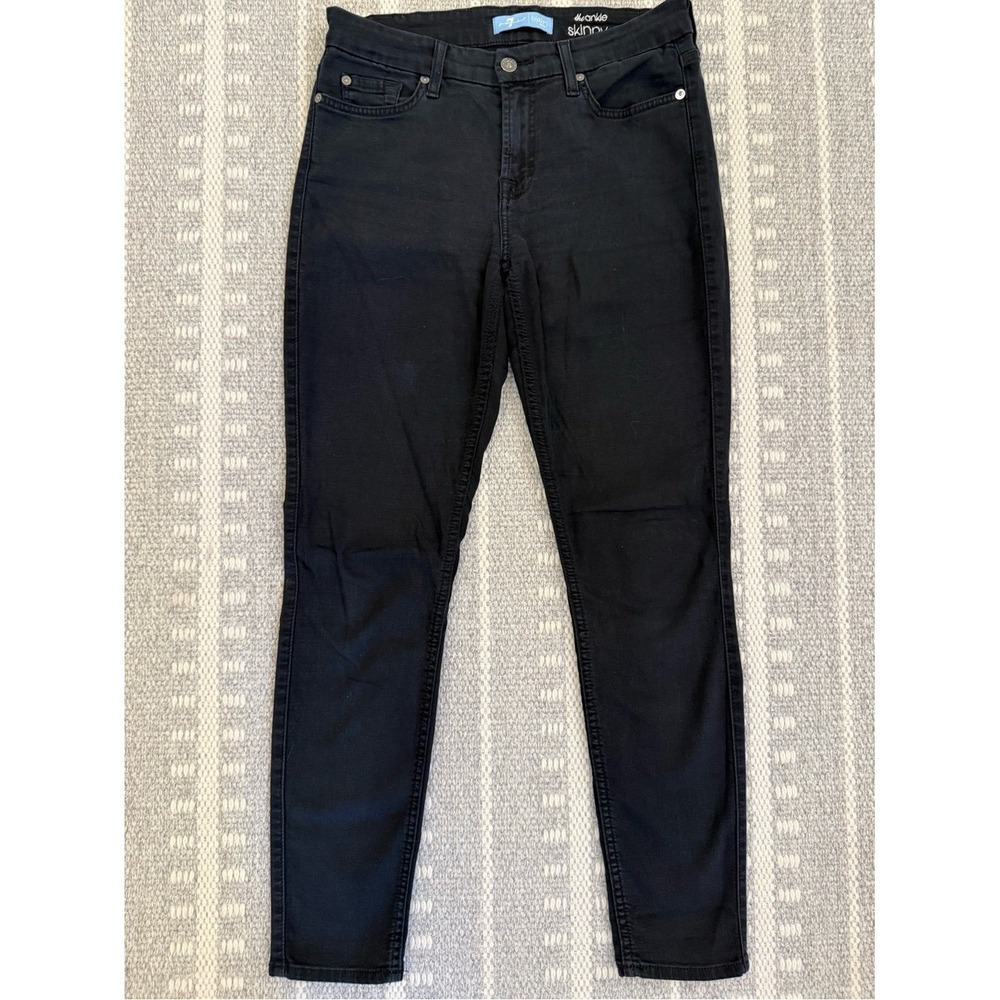 7 For All Mankind Size 28 "The Ankle Skinny" Black Jeans